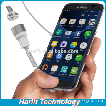 New Durable Fabric Braided Detachable Magnetic Charge Cables With Round Magnet Micro USB Connector Angle Free